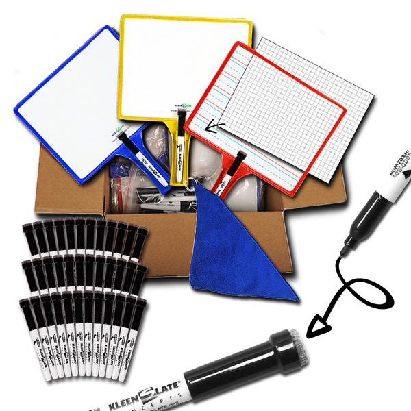 Kleenslate Handheld Whiteboards w/Clear Dry Erase Sleeves + Markers, PK36 5460